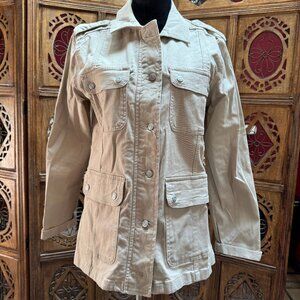 Kensie Jeans Khaki Button-up Womens Jacket
